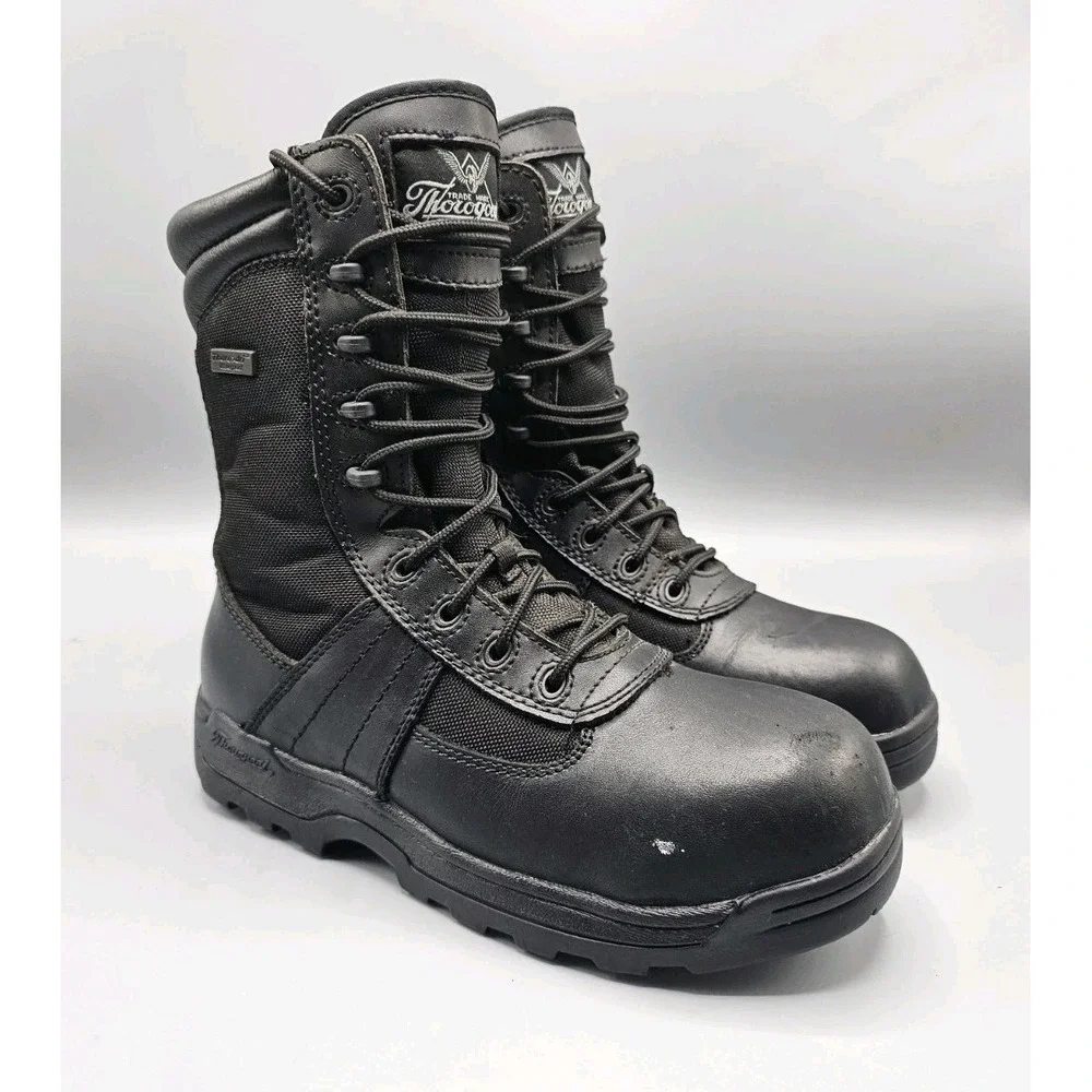 Thorogood Boots Steel Toe Deuce Work 804-6191 Black Leather 8 Waterproof Men 6.0